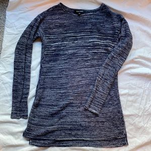 Long, lightweight blue and white sweater